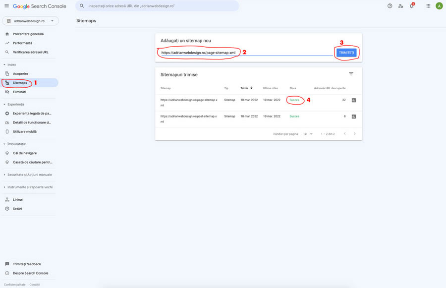 Utilizare sitemap XML creat cu Yoast SEO