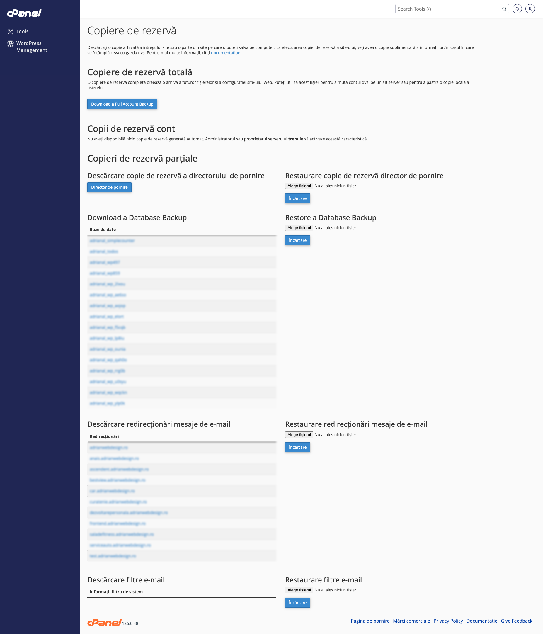 backup partial cpanel